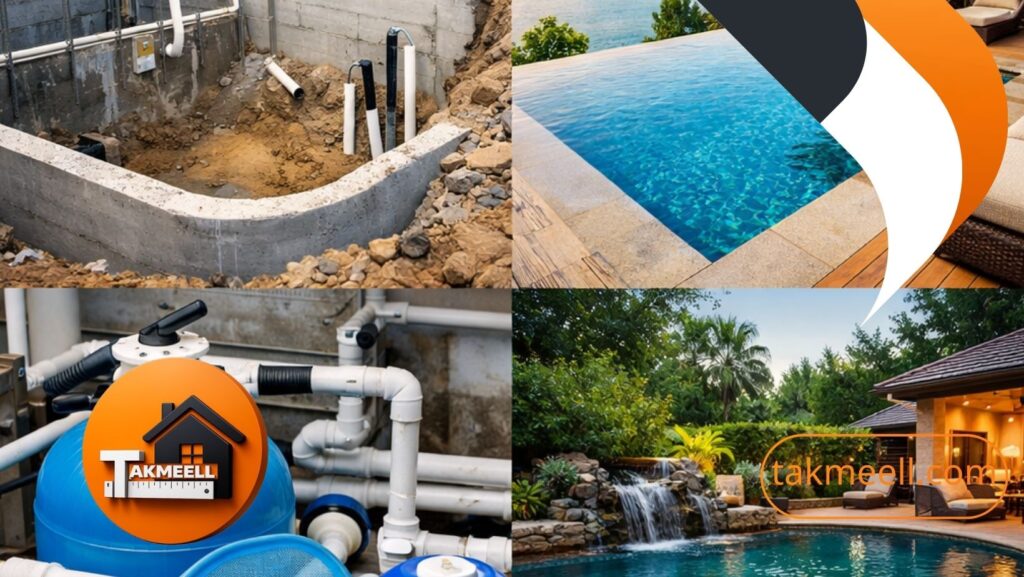 خطوات وطرق انشاء مسبح في الحديقة